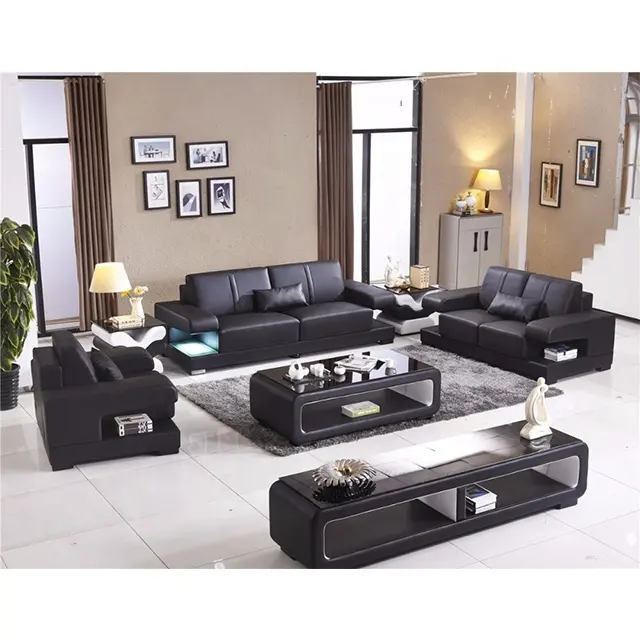 Modern ofis kanepesi mobilya alman hakiki siyah deri kanepeler