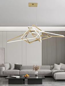 Postmoderne, einfach geformte Linien lampen Luxury Art Geometric verdrahteter Kronleuchter mit doppelter Höhe - Product Image 5