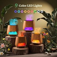 Diffuseur d'arômes de 200 ml avec pierre de sel rose de l'Himalaya, humidificateur à brume fraîche avec fonction d'arrêt automatique, lumière LED nocturne à 9 couleurs