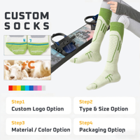 Calcetines de esquí de lana a juego para parejas, de invierno, tejidos con rizo acolchado, hasta la rodilla, con puño y logotipo personalizado, para deportes de nieve