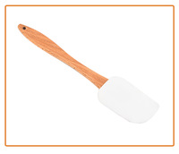 Spatules de cuisine en silicone de qualité alimentaire avec manches en bois de hêtre – Outils écologiques pour la pâtisserie et la cuisine