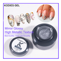Vernis à ongles gel métallique style français KODIES GEL en gros sous marque privée, effet miroir argent chromé, lampe LED pour peinture DIY