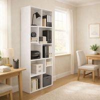 Étagère de bibliothèque et bibliothèque commerciale moderne en MDF durable à 5 niveaux, blanche, non pliable, pour chambre à coucher et salon