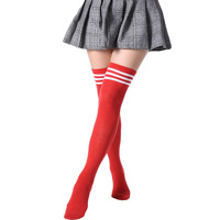 Chaussettes hautes au-dessus du genou pour femmes Noir Blanc Rayé Lady Long Socks Sexy Thigh High Socks for Girl