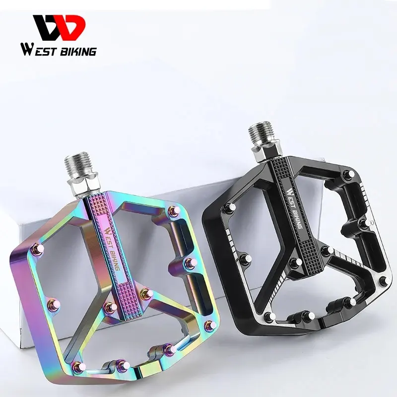 WEST BIKING Aluminum Alloy Footboard Anti-Slip Mountain Bicycle Pedal Footboard Ultralight Smooth Bearing Bike Parts Accessories