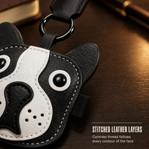 Porte-clés en cuir PU pour chien, motif mignon de chiot, breloque pour sac, pendentif, support de clés pour sac à main, sac à dos, clés de voiture - Product Image 5