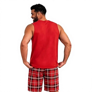 Men's Red Crew Neck Sleeveless Tank Top Floral Knitted Polyester/Cotton Breathable Vintage 200g Casual Summer Wear - Product Image 4
