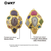 WT-P2009 plus récent Design magnifique Multi pierres précieuses naturelles dos complet 18K plaqué or pendentif à breloque pour les femmes fabrication de bijoux
