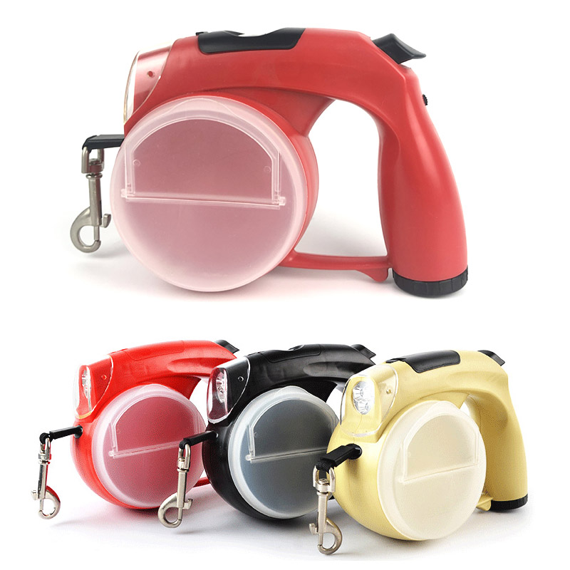 Duolaimi 4M Automatic Retractable Nylon Pet Lead - Hands-Free Dog Leash with LED Flashlight Poop Bag