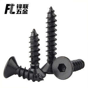 Vis autotaraudeuse Fenglian 8.8 Grade à tête plate noire, à queue pointue hexagonale interne, trempée, pour équipement de communication - Product Image 3