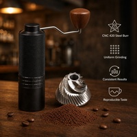 Moulin à café manuel de luxe CNC en acier inoxydable 420, broyeur à 5 meules, anneau de réglage facile à saisir, capacité de 30g pour grains de café