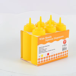 6/Pack 16oz <b>Plastic</b> Squeeze <b>Sauce</b> <b>Bottle</b> Wide Mouth Squeezer Yellow - Product Image 3