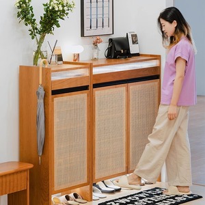 Baina Shoe Cabinet Solid Wood <b>Large</b> Capacity Entryway Storage Space Saving Living Room Partition Cabinet - Product Image 3