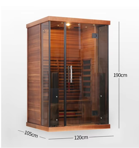 Sauna de Infrarrojos Lejanos Helius HL-GL200 para 2 Personas, de Cedro Rojo Sólido, Moderna y de Lujo, con Ventanas Transversales y Panel de Control Computarizado (110V/220-240V) - Product Image 2