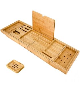 <b>Bathtub</b> Tray for Tub, Bamboo <b>Foldable</b> Bath Caddy Tray, Collapsible Bath Tub Table Caddy - Product Image 1