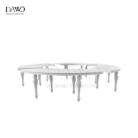 Table demi-lune de luxe commerciale pour salle à manger, salon extérieur, appartement, atelier, table en acier inoxydable blanc avec plateau en MDF