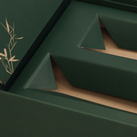 Boîtes cadeaux de luxe personnalisées en carton vert foncé, uniques, à deux tiroirs