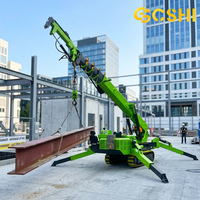 Mini-grue araignée de 8 tonnes avec flèche de déplacement, nacelle pour personnel, ventouse pour verre, certifiée CE pour la construction