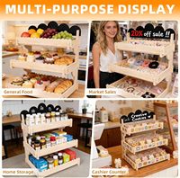 Élégant support à cupcakes en bois à 2 niveaux, type sur pied, pour mariage, anniversaire, comptoir, présentoir alimentaire écologique