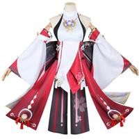 Ecowalson Genshin Impact Yae Miko Guuji Yae Cosplay Costume Cos Perruques Chaussures Jeux Uniforme Robe Tenues Halloween Costumes