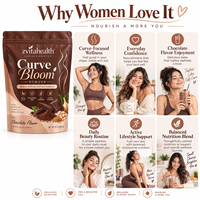 Poudre de beauté OEM à marque privée Curve Bloom pour le corps, soutien au contour, à base de racine de Maca, graines de fenugrec, flocons d'avoine et poudre de cacao pour adultes, riche en fibres
