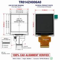 Layar LCD Persegi 1.44 "128X128 Sentuh Resistif Antarmuka SPI 18-PIN ST7735S IC Modul TFT Kecil Kelas Industri Lampu Latar LED