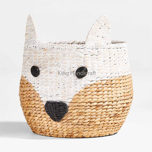 New Arrival White Arctic <b>Fox</b> Woven Floor Storage Bin Water Hyacinth Storage Baskets for Kid Room from Vietnam Cheap Price - Product Image 1