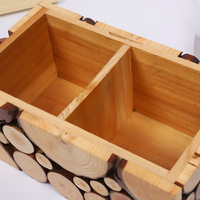 Set Vas Kayu Solid untuk Dekorasi DIY, Alas Pot Bunga dari Potongan Kayu Solid, Grosir