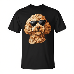 T-shirt con occhiali da sole Goldendoodle in cotone nero unisex per adulti taglia M L XL XXL - Product Image 2