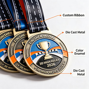 Médailles personnalisées en métal moulé sous pression 3D, médailles de récompense en métal à relief élevé, médailles sportives personnalisées pour événements de fin de course, prix de gros - Product Image 2