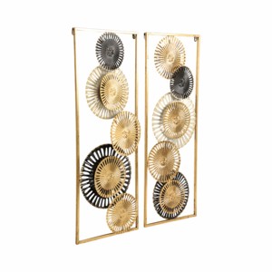 Pannelli murali in metallo traforato, oro e nero, decorazioni artistiche per soggiorno, camera da letto, bagno, elementi decorativi da appendere. - Product Image 2