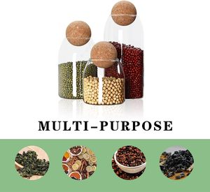 OEM/ODM Home and Kitchen Borosilicate <b>Glass</b> Spice Storage <b>Containers</b> Bottle Jars with Corks Lids for Coffee Pod Food Storage - Product Image 6