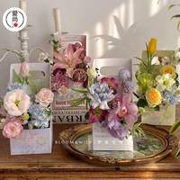 Cajas de Embalaje para Ramos de Flores con Asa Impresas Personalizadas, Bolsas de Regalo Florales de Cartón para Floristas, Bodas y Eventos, Venta al Por Mayor