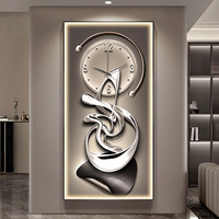 Moderne Nordique Abstrait Toile Cadre Affiche Led Lumière Diamant Cristal Porcelaine Verre Horloge Décorative Art Peinture Horloge Murale