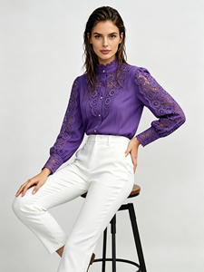 Blusa de Mujer Premium con Cuello Alto Tejido en Color Morado, Estilo Moderno y Elegante para Invierno, Venta al Por Mayor - Product Image 5