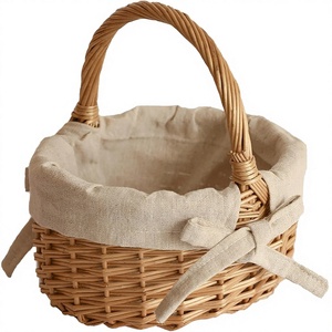 Panier de pique-nique ovale moderne en osier naturel, écologique, portable, multifonctionnel, avec poignée, pour courses, fleurs et emballage cadeau - Product Image 3