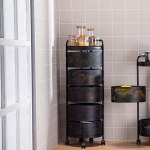 Rotating Multilayer Kitchen Trolley Cart Storage Kitchen Rack Trolley Storage Household Rotating Shelf Vegetable Storage Racks