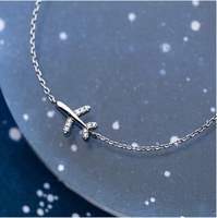 Mode Beau Cadeau De Noël Mignon Avion Pendentif Bracelet En Argent Sterling 925 Avion Bracelet