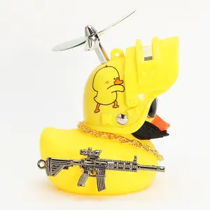 חדש עיצוב אופניים פעמון שבורה רוח קסדת קטן צהוב ברווז פעמון עם צעצוע אקדח