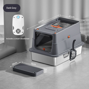 Volledig Gesloten Roestvrijstalen Kattenbak Groot Anti-Verstrooiing Geurbestendig Met Handvat En Schep Deksel - Product Image 6