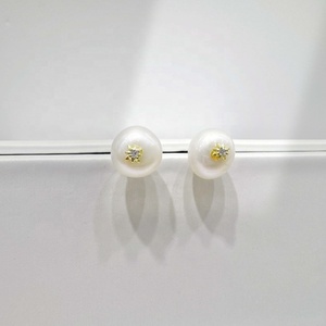 high quality plata 925 sterling silver gemstone round earring luxury wedding pearl korean vintage 18k gold earrings - Product Image 5