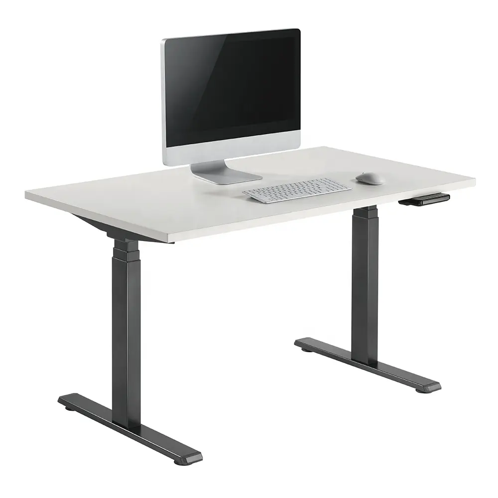 Vente en gros OEM ODM 3-Stage double moteur blanc ordinateur debout petit ergonomique électrique hauteur réglable siège support cadre de bureau