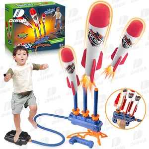 Stomp Rocket Launcher for Kids Adjustable 2-in-1 Stomp Rocket Toy Set Portable Space Toy Summer Game Handheld Shooting Rocket