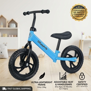 Nouveau vélo d'équilibre en acier de 12 pouces à bas prix avec cadre entièrement amorti, vitesse unique, sans pédales, capacité de charge de 75 kg pour les enfants de 2 à 5 ans - Product Image 1