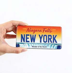 Imanes Decorativos de Metal para Refrigerador, Recuerdos de Viaje Personalizados de Hojalata, Imanes Promocionales para Refrigerador con Forma de Placa de Matrícula - Product Image 1