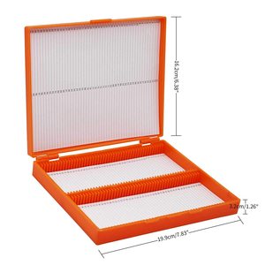 <b>Orange</b> Plastic Microscope <b>Slide</b> Box 25-Place Storage Case For Laboratory Use - Product Image 4