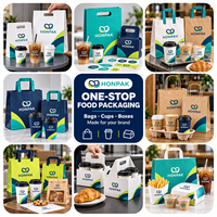 HONPAK 2 Porte-gobelets en carton pour café avec poignée découpée, support pliable personnalisé pour boissons, idéal pour les cafés et les commandes à emporter