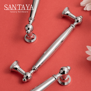 Tiradores de Muebles de Latón, Cromados Plateados, para Gabinetes de Cocina, Tiradores de Cobre Sólido de Lujo para Armarios, Cómodas y Cajones - Product Image 4