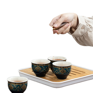 Tetera de Cerámica Portátil de Diseño Moderno <span class=keywords><strong>para</strong></span> Kung Fu, Rotación Automática con Asa Lateral, Una Tetera y Cuatro Tazas, Incluye Juego de Té y Café - Product Image 4