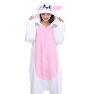 Mono de franela de conejito a juego familiar-Orejas 3D Sudadera con capucha encantadora Mono Pijama Footie Pijama Conejo - Product Image 3